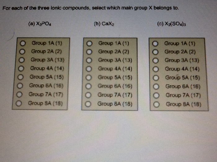Solved For Each Of The Three Ionic Compounds, Select Whic...