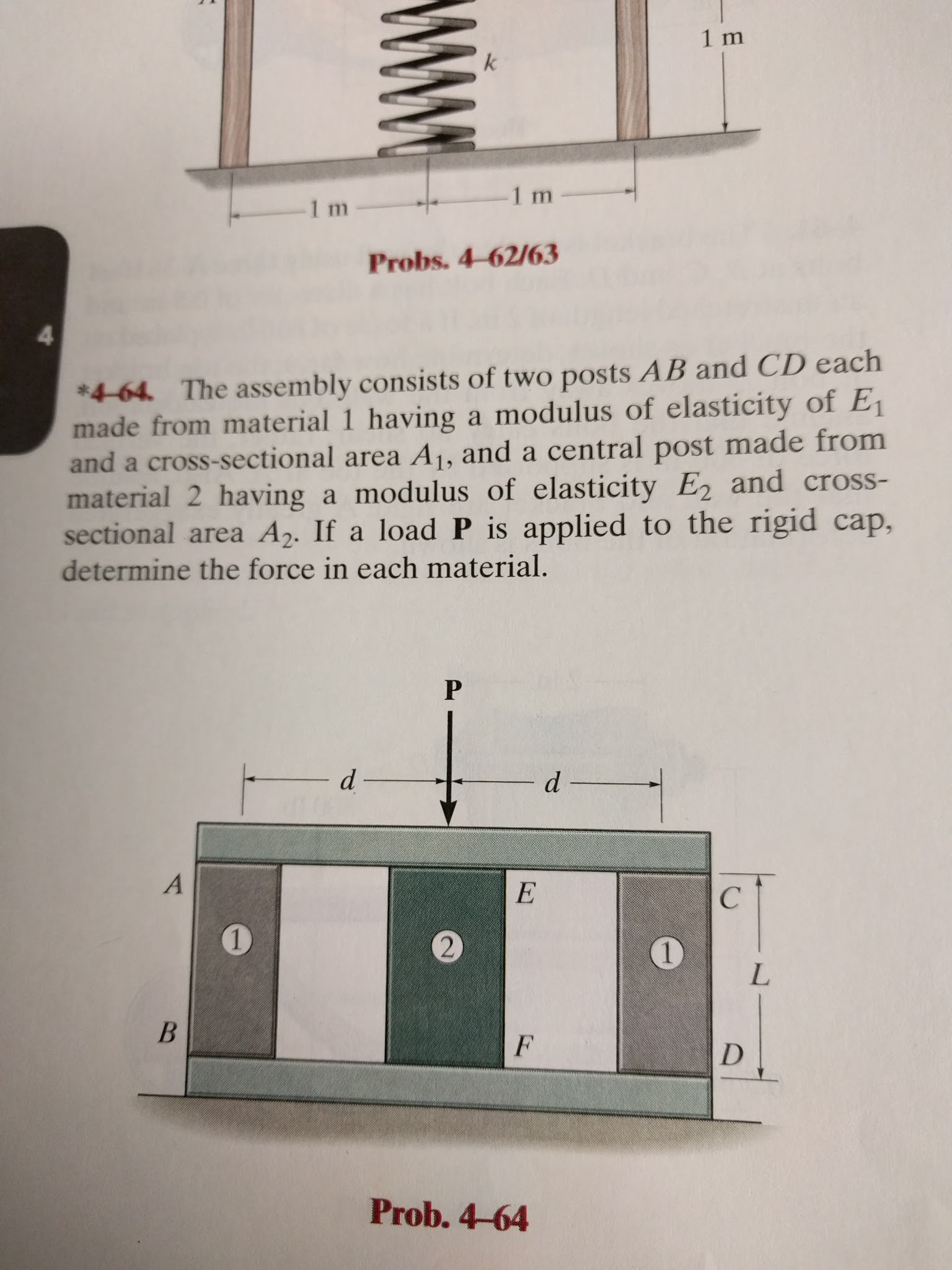 Solved 1 m 1 m Probs. 4-62/63 464. The assembly consists of 