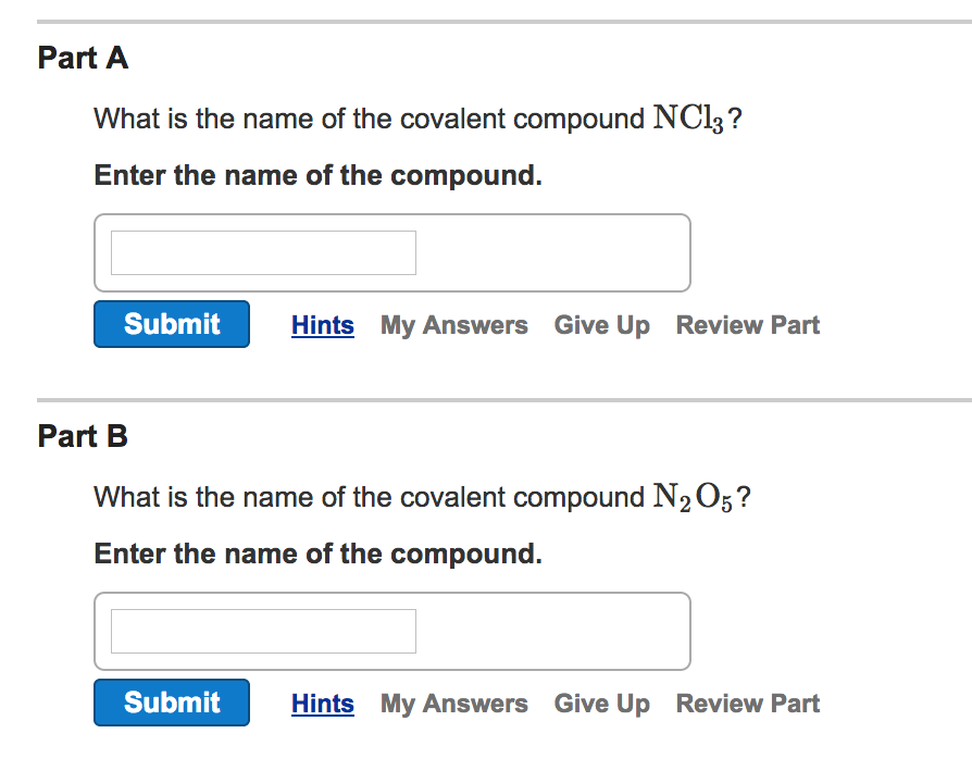 Solved What is the name of the covalent compound NCl_3? | Chegg.com