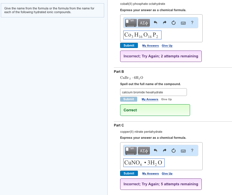 Solved cobalt() phosphate octahydrate Express your answer as 