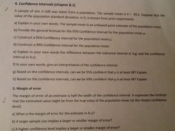 Solved: 4. Confidence Intervals (chapter 8.1) A Sample Of | Chegg.com