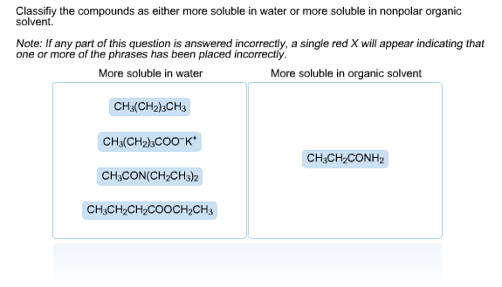 Solved Classify The Compounds As Either More Soluble In W...