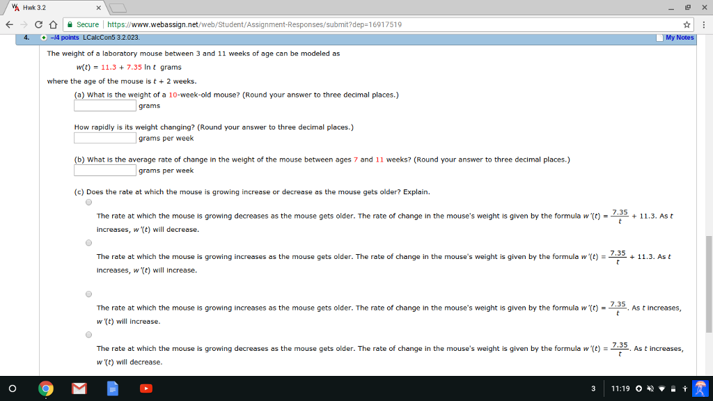 Question: Hwk 3.2 ← → c secure ! https://www.webassign.net/web/Student/Assignment-Responsessubmit?dep-1691 ...