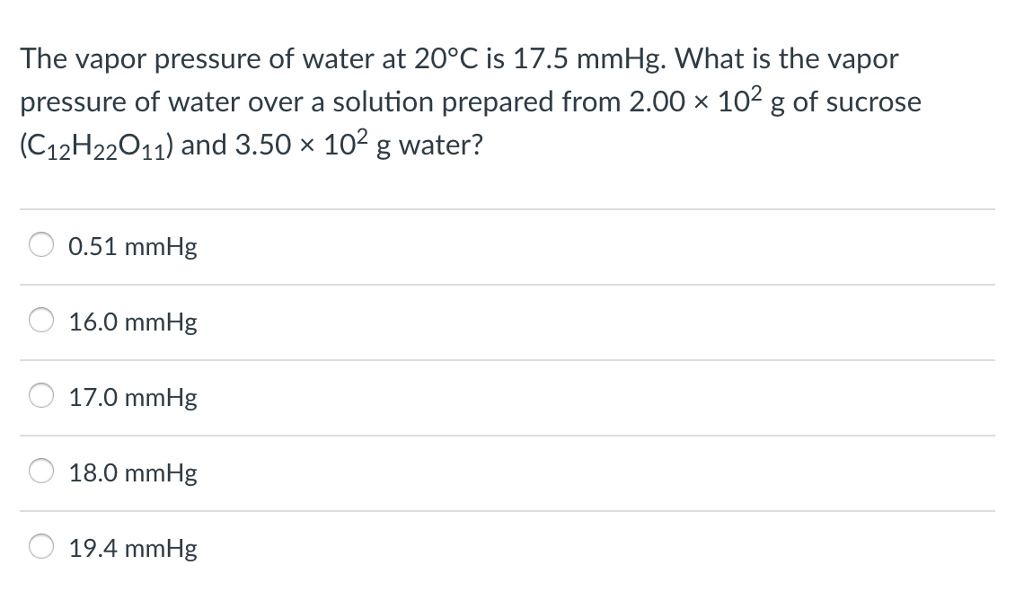 vapor pressure of water