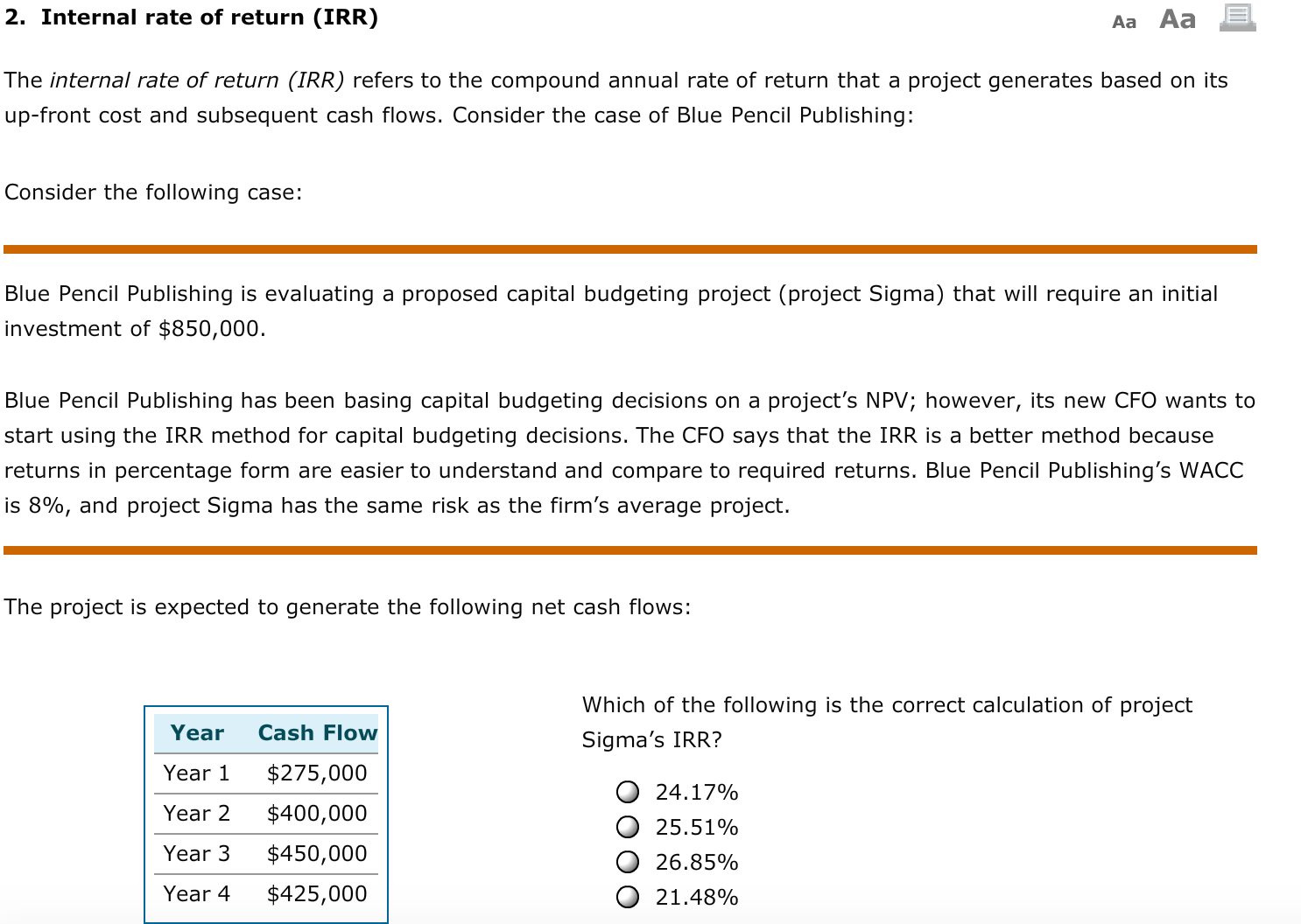 internal rate of return