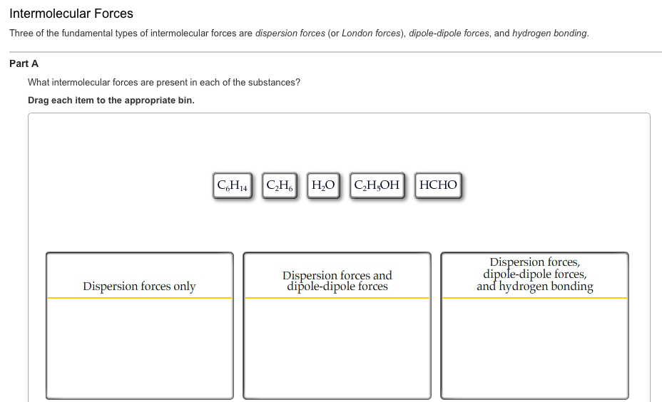 What intermolecular forces are present in hcho?   answers