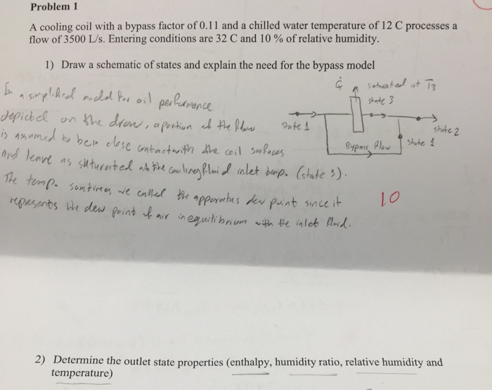 Solved A Cooling Coil With A Bypass Factor Of 0.11 And A