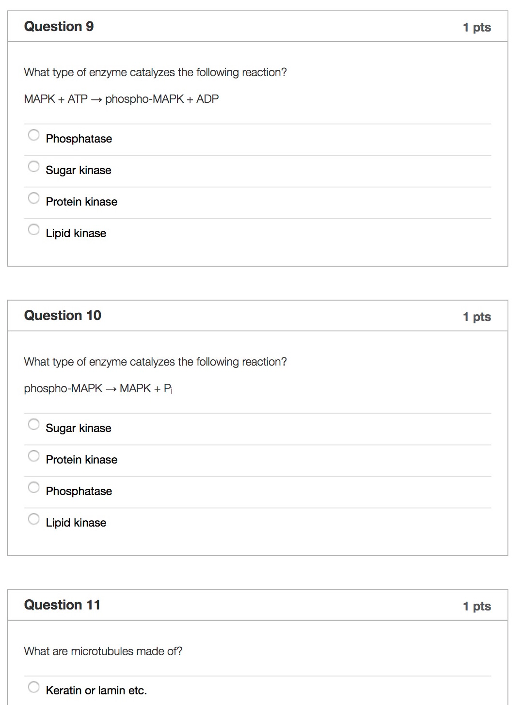 Question: Question 1 1 pts What is mitosis? The production of a haploid singled celled reproductive structu...