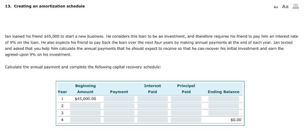 how to create an amortization schedule