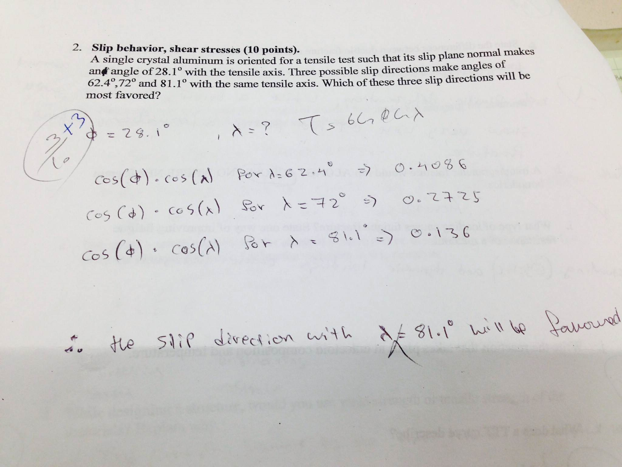 Solved A Single Crystal Aluminum Is Oriented For A Tensil...