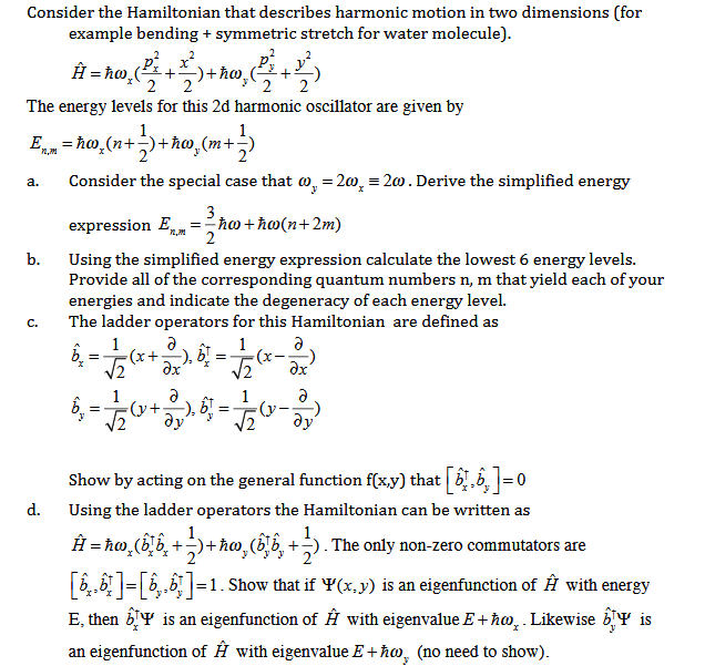 Solved Consider The Hamiltonian That Describes Harmonic M...