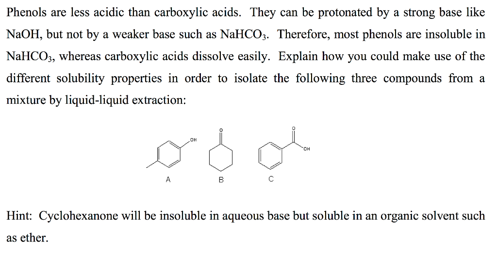 Solved Phenols are less acidic than carboxylic acids. They | Chegg.com