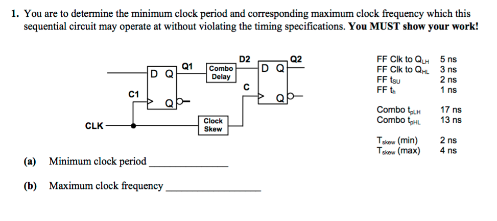 Solved You are to determine the minimum clock period and | Chegg.com