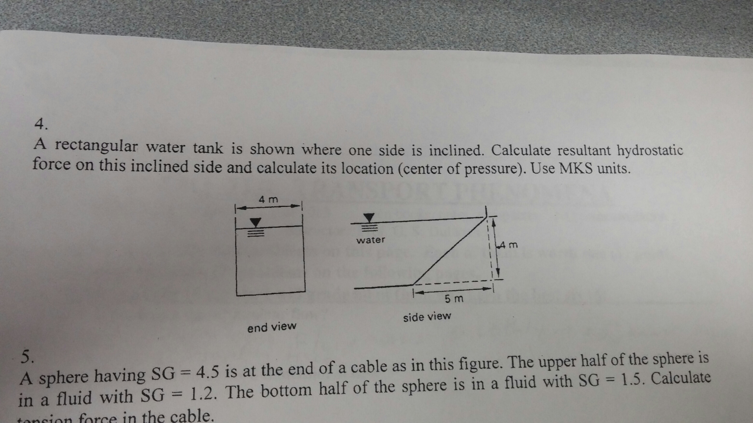 find hydrostatic force on side wall of tank pg=120