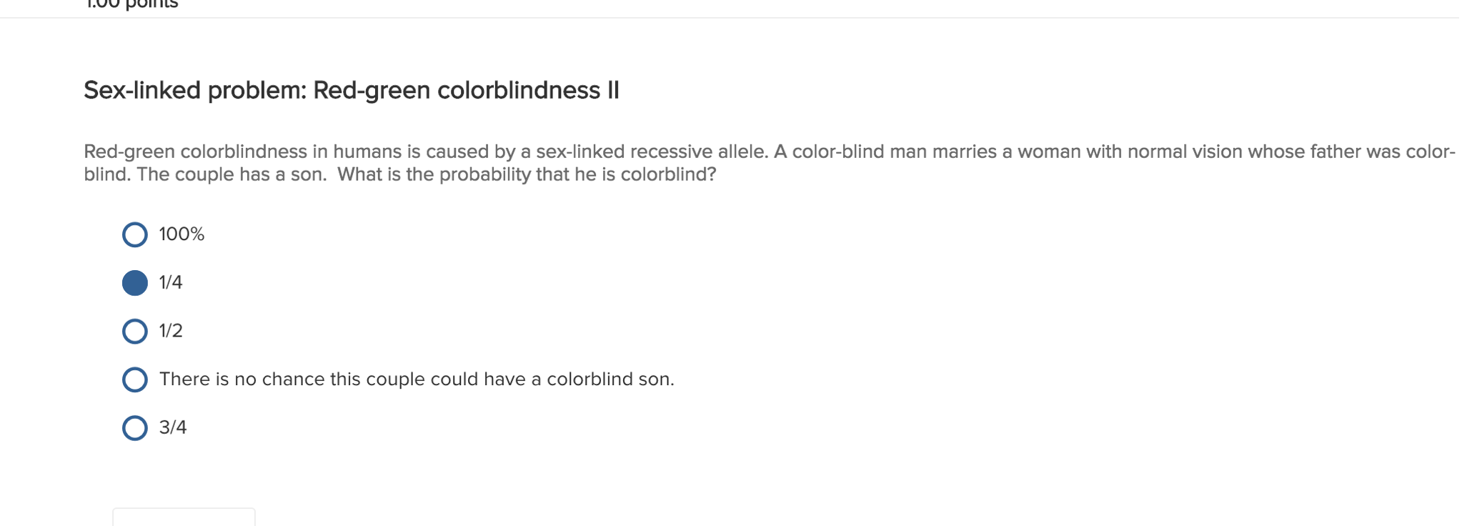 Solved Red-green colorblindness in humans is caused by a | Chegg.com