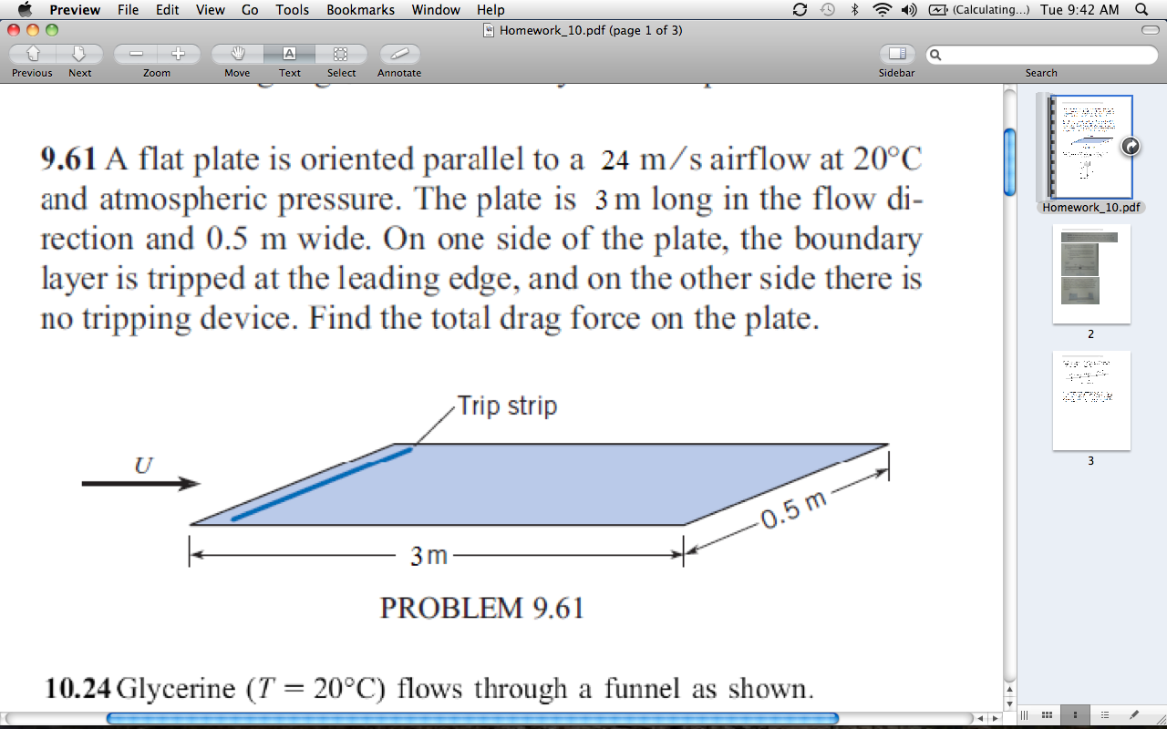 Solved 9.61 A Flat Plate Is Oriented Parallel To A 24 M/s...