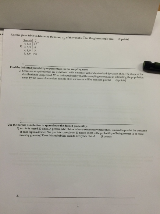 Use The Given Table To Determine The Mean, Mu X, O...