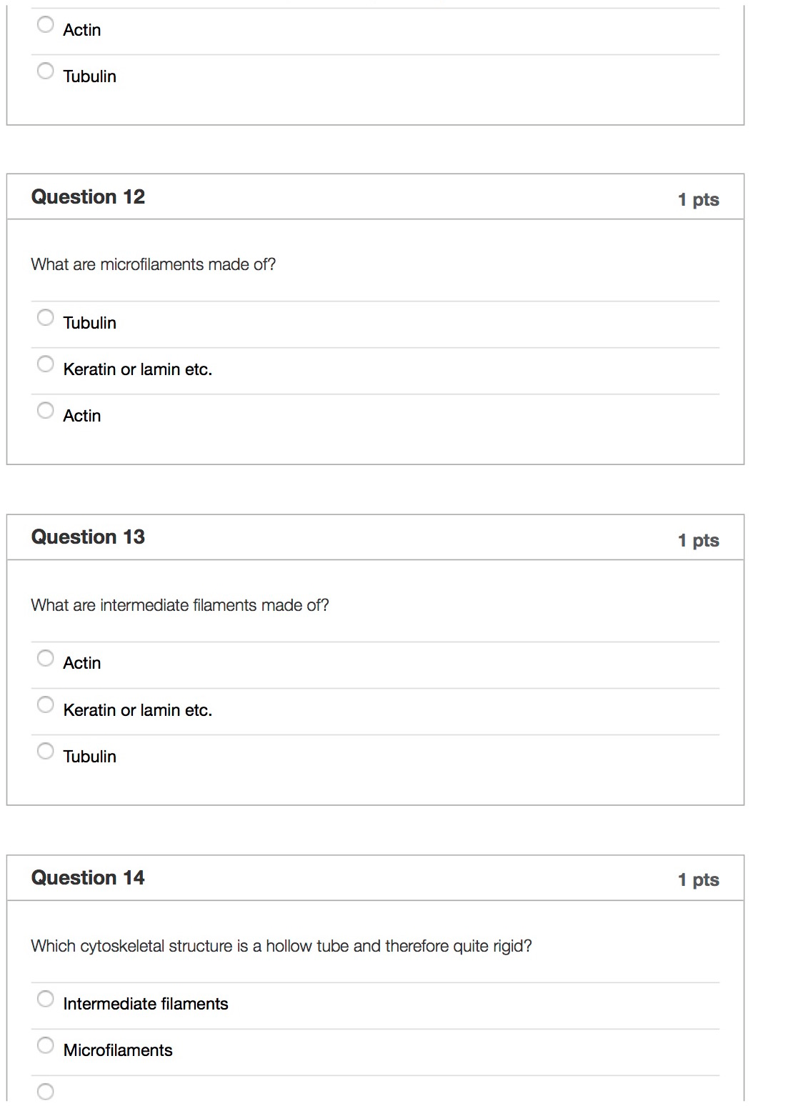 Question: Question 1 1 pts What is mitosis? The production of a haploid singled celled reproductive structu...