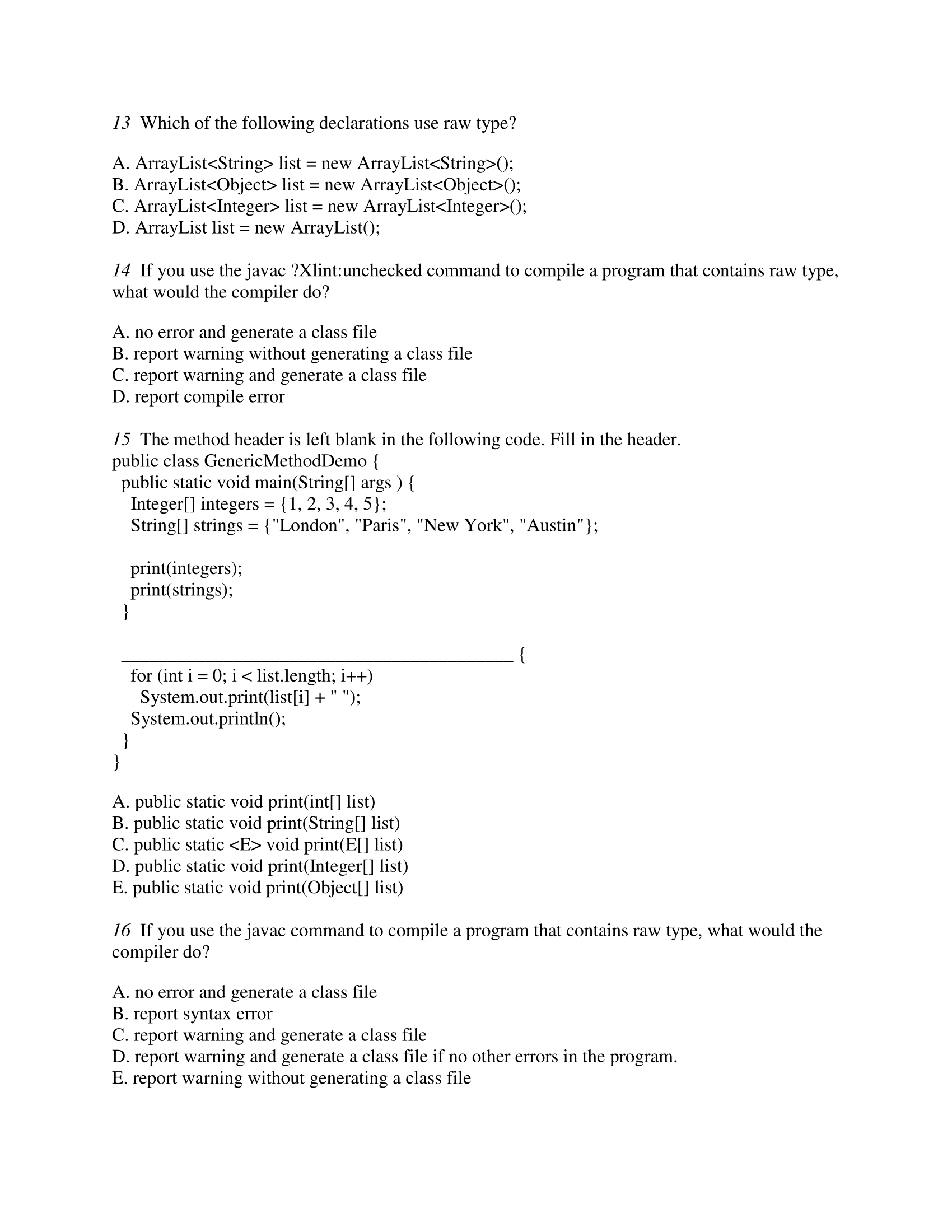 Solved I Suppose ArrayListlist = new ArrayList(). Which of | Chegg.com