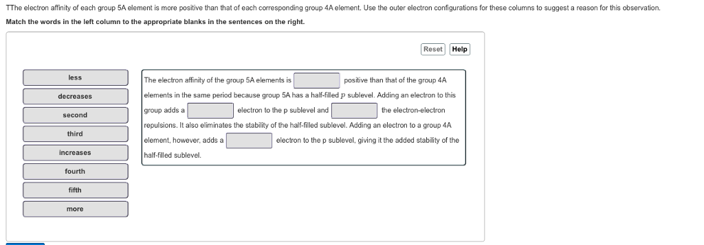 Solved TThe electron affinity of each group 5A element is | Chegg.com