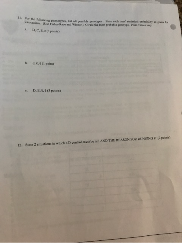 Question: Name Rh Phenotyping Study Questions 1. List the antigens ofthe Rh system. (2.5 points) 2. State t...