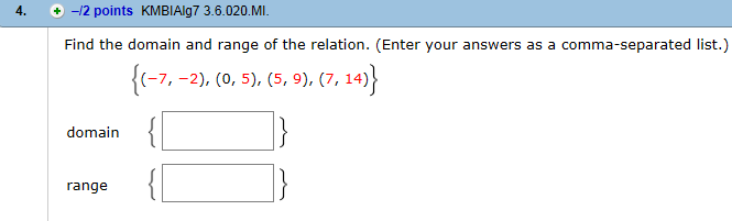 Solved Find the domain and range of the relation. (Enter | Chegg.com