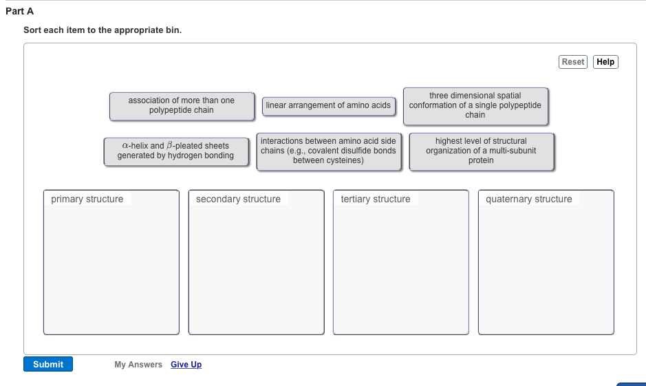 Question: Part A Sort each item to the appropriate bin. Reset Help three dimensional spatial association of...