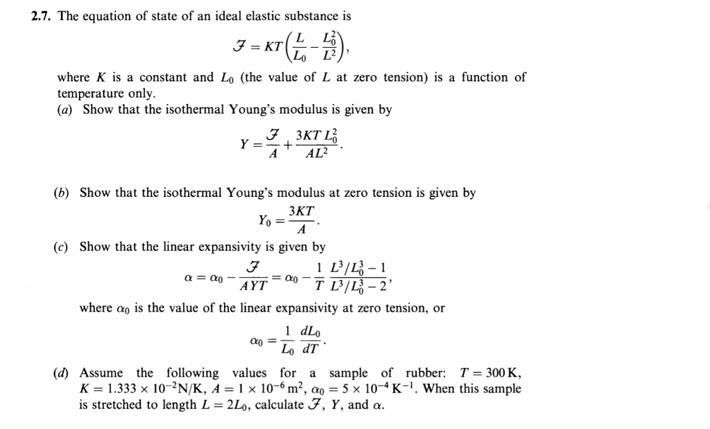The Equation Of State Of An Ideal Elastic Substanc...