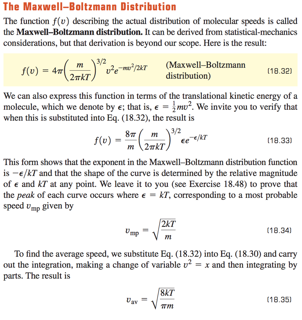Solved The MaxwellBoltzmann Distribution The Function F(...