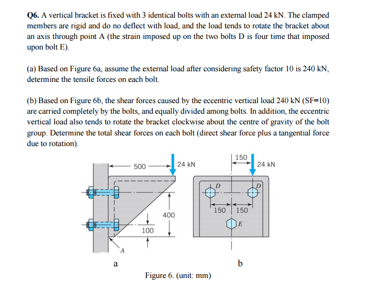 Solved A Vertical Bracket Is Fixed With 3 Identical Bolts...