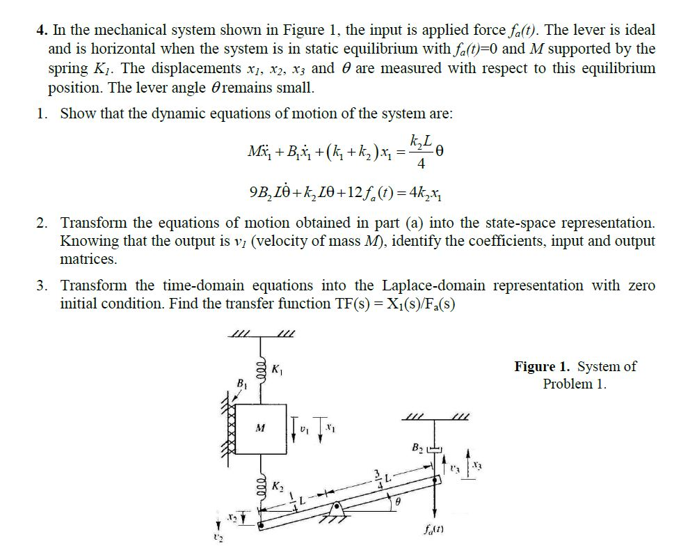 In The Mechanical System Shown In Figure 1, The In...