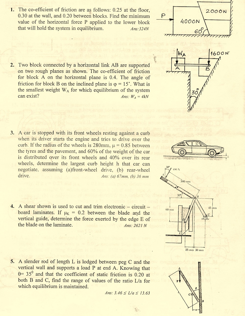 Solved: The Co-efficient Of Friction Are As Follows: 0.25 ...