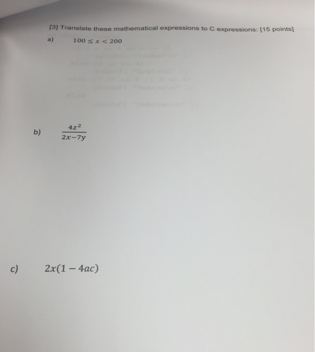 Translating expressions topic 1 homework assignment picture