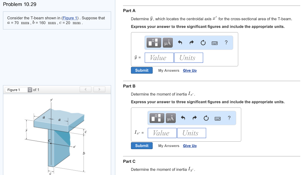 Solved Problem Part A Consider The T Beam Shown In Chegg