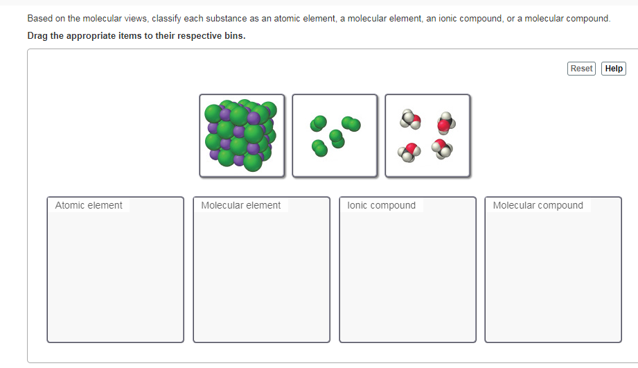 Solved Based On The Molecular Views Classify Each Substance Chegg