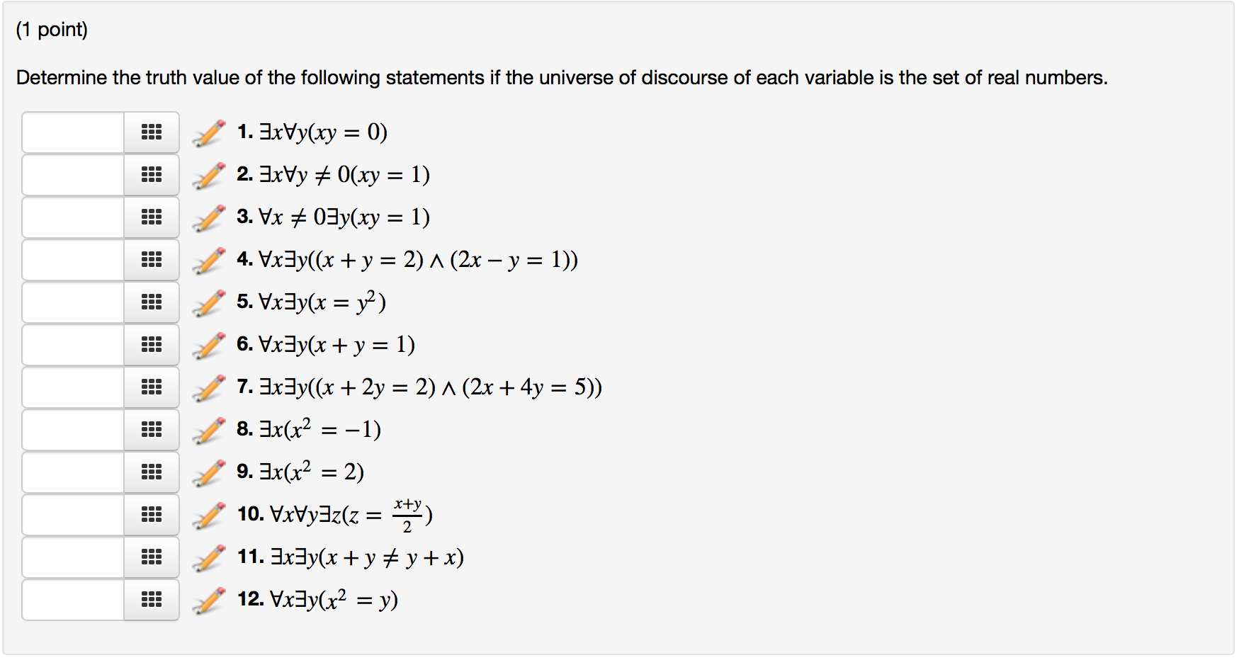 Solved Determine The Truth Value Of The Following Statements Chegg