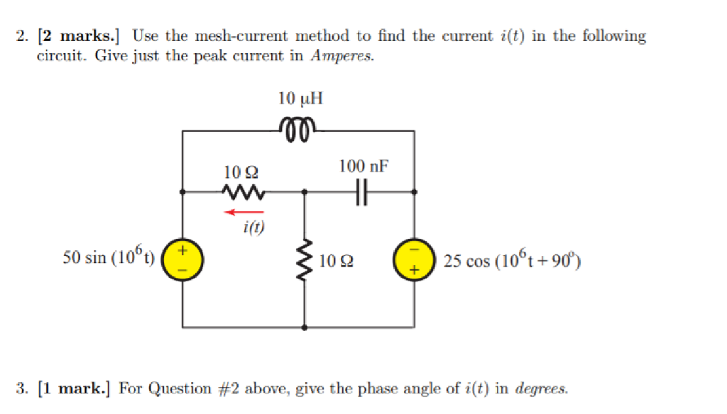 Solved 2 2 Marks Use The Mesh Current Method To Find The Chegg