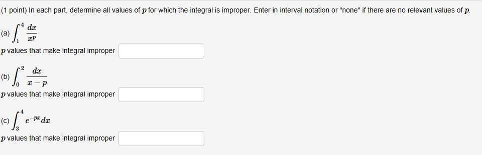 Solved 1 Point In Each Part Determine All Values Of P For Chegg