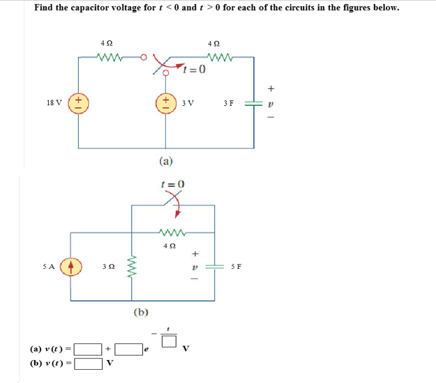 Solved Find The Capacitor Voltage For T 0 For Chegg