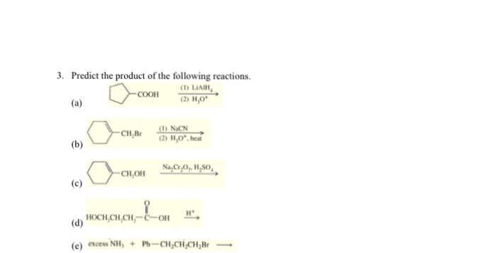 Solved Predict The Product Of The Following Reactions Chegg