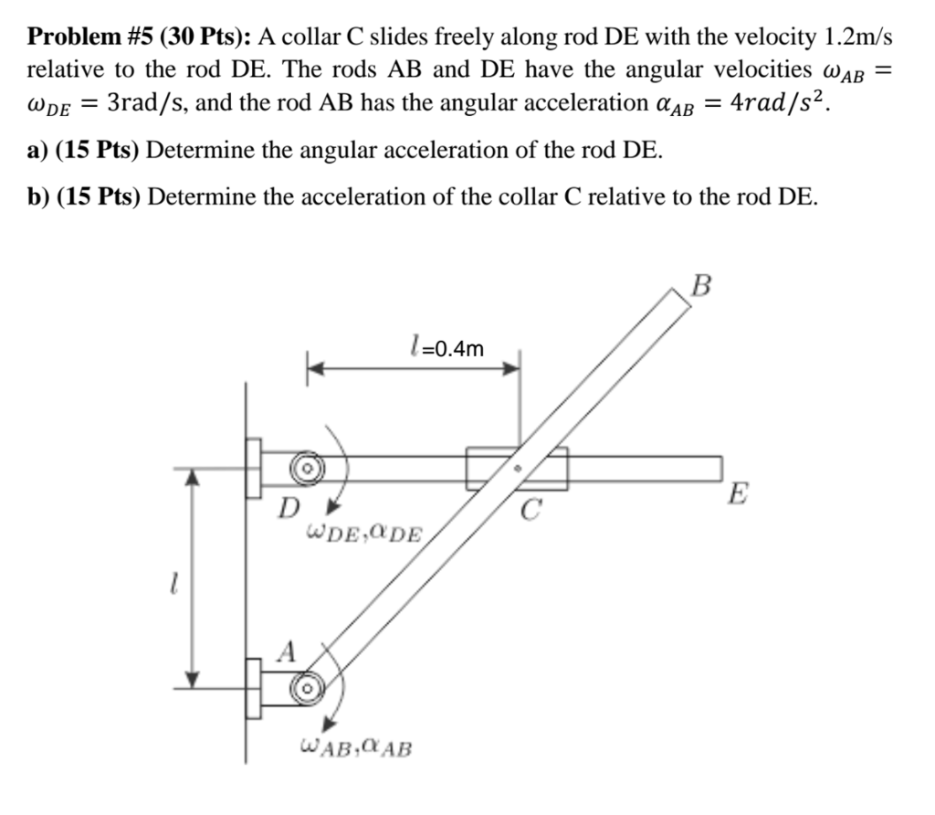 Solved A Collar C Slides Freely Along Rod De With The Chegg