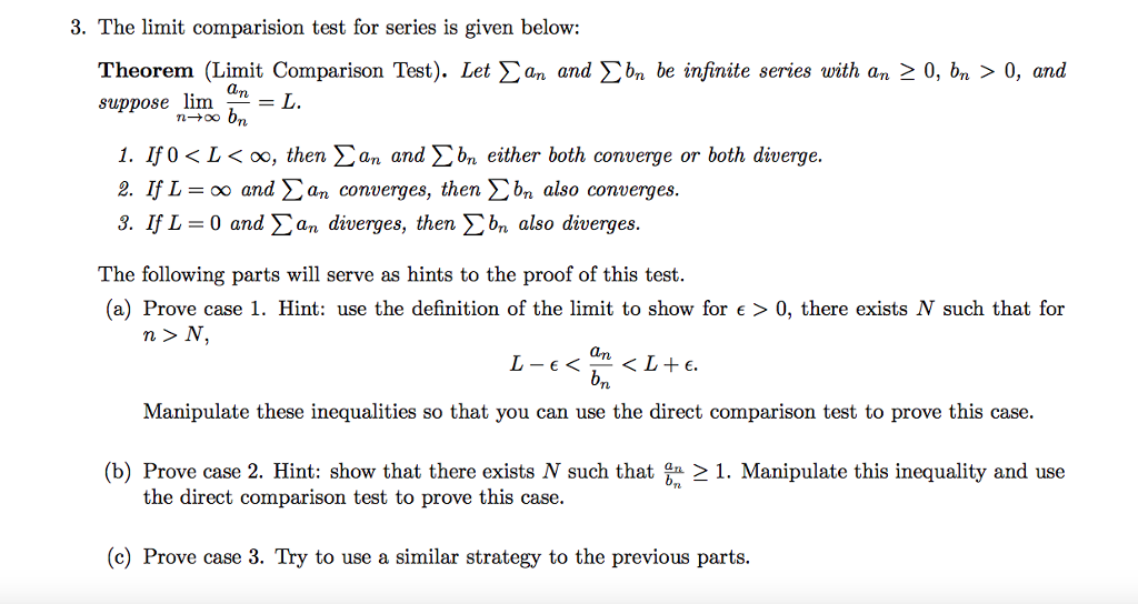 The Limit Comparison Test Examples Solutions Videos