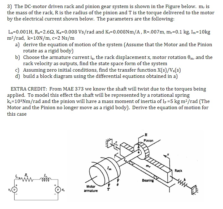 Solved 3) The DCmotor Driven Rack And Pinion Gear System...