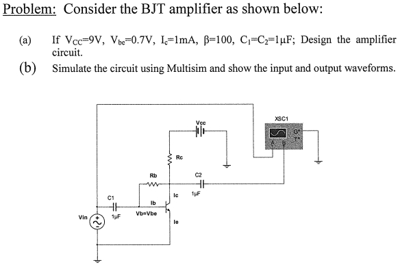 Solved Consider The Bjt Amplifier As Shown Below If Chegg