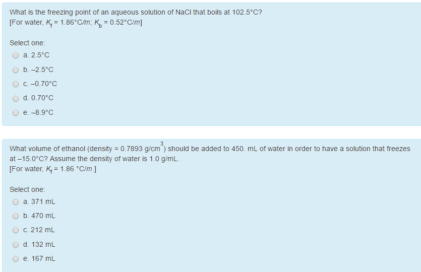 Solved What Is The Freezing Point Of An Aqueous Solution Of Chegg