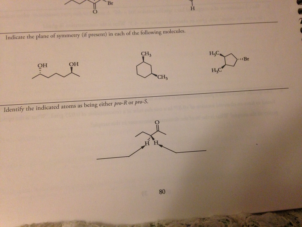 Solved Indicate The Plane Of Symmetry If Present In Each Chegg