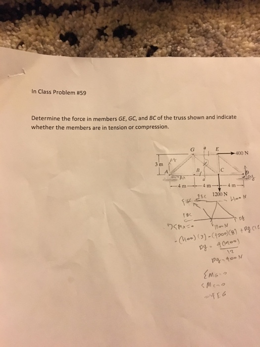 Solved Determine The Force In Members GE GC And BC Of The Chegg