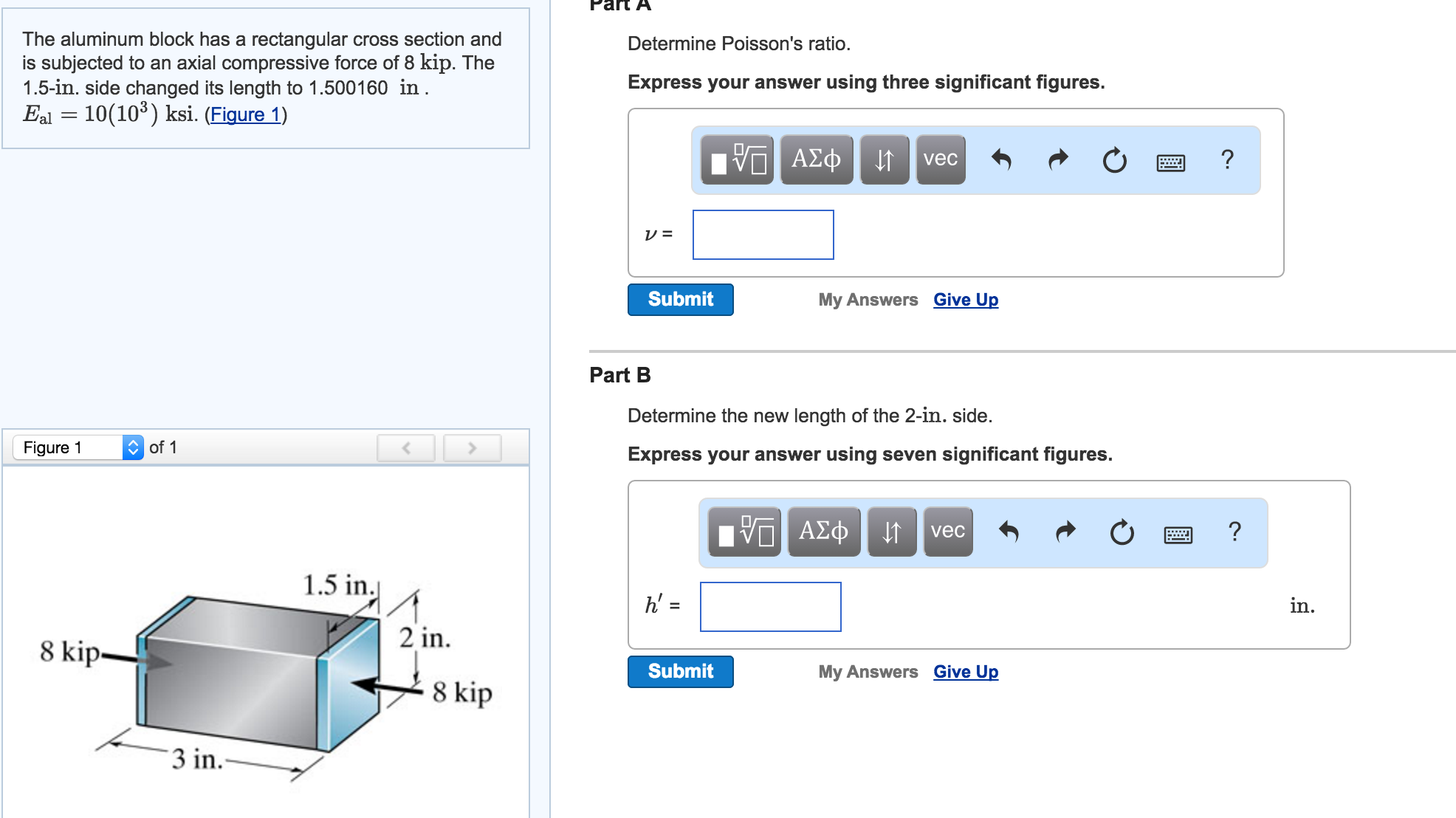 Solved The Aluminum Block Has A Rectangular Cross Section Chegg