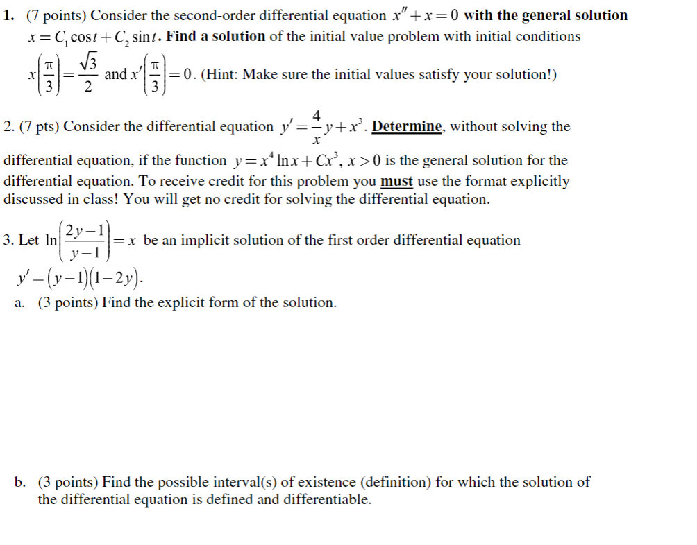 Solved Points Consider The Second Order Differential Chegg