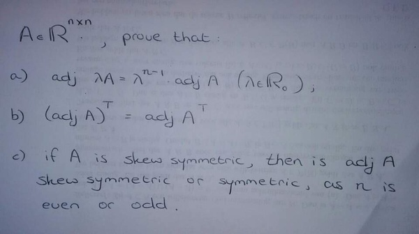 Solved A Epsilon R N Times N Prove That Adj Lambda A Chegg